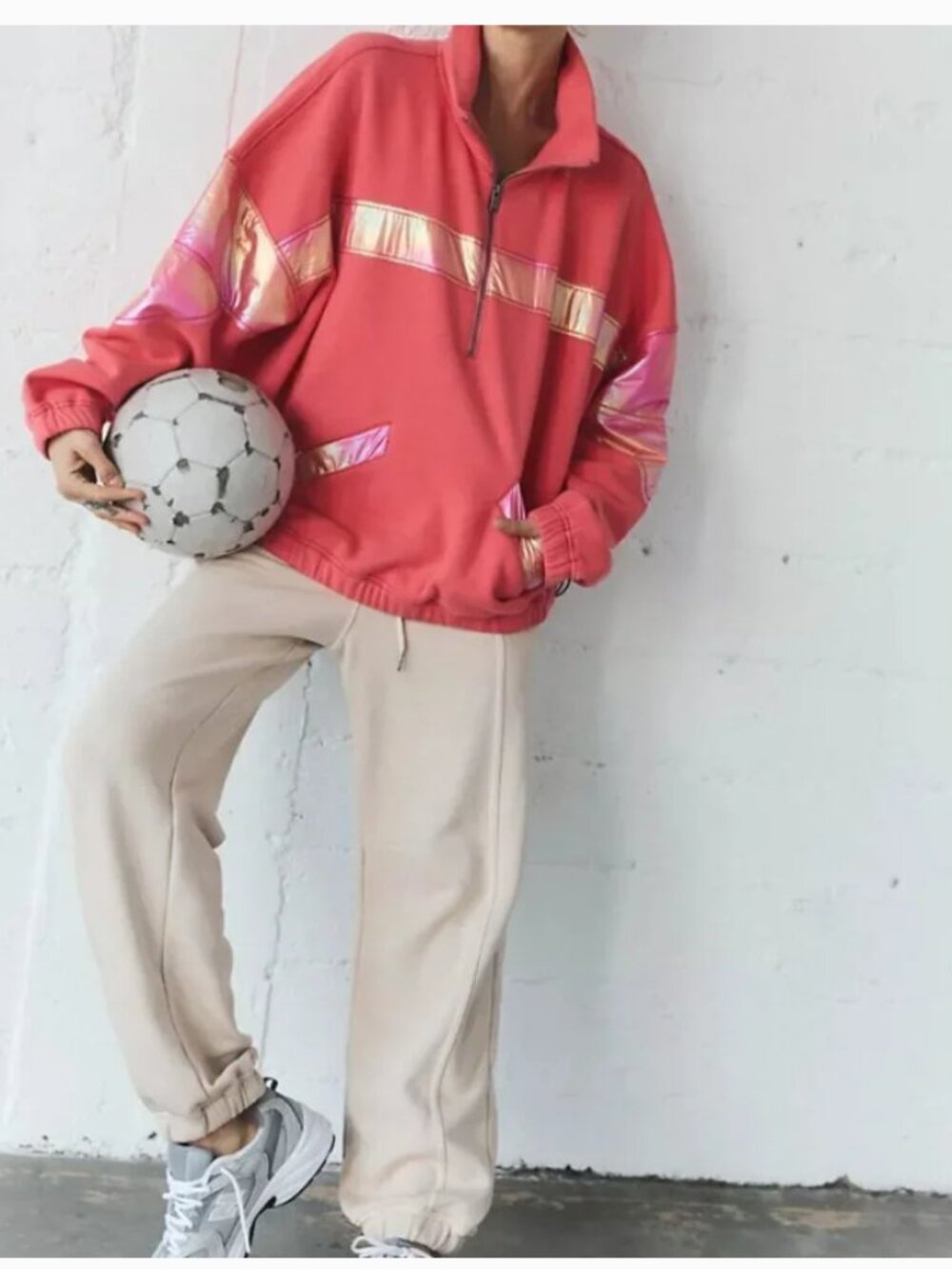 NWOT Free People Away We Go Half Zip in Hibiscus